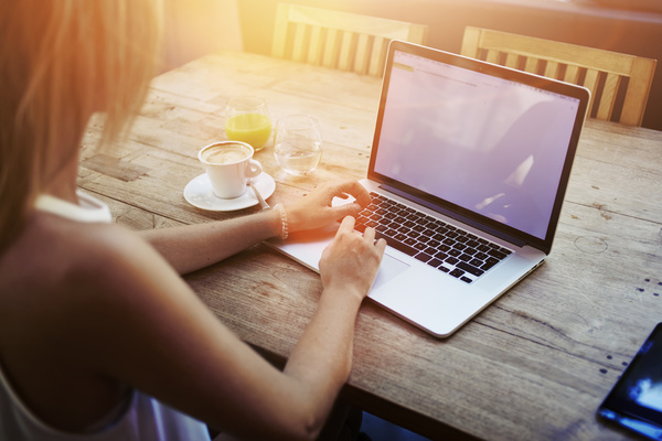 coffee on the desktop with people using the computer stock photo 05.jpg
